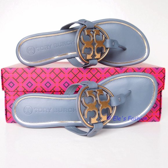 ❤️ New Tory Burch Metal Miller Leather Sandal BLUE US 8 9 9.5 AUTHENTIC - Picture 13 of 16